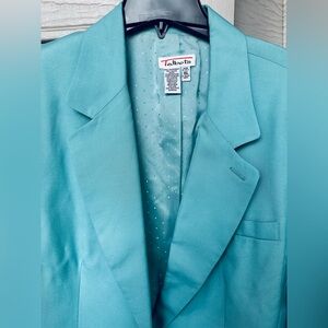 NWOT Talbots Viscose Rayon Silky Academia Preppy Blazer Blue Women’s 16
